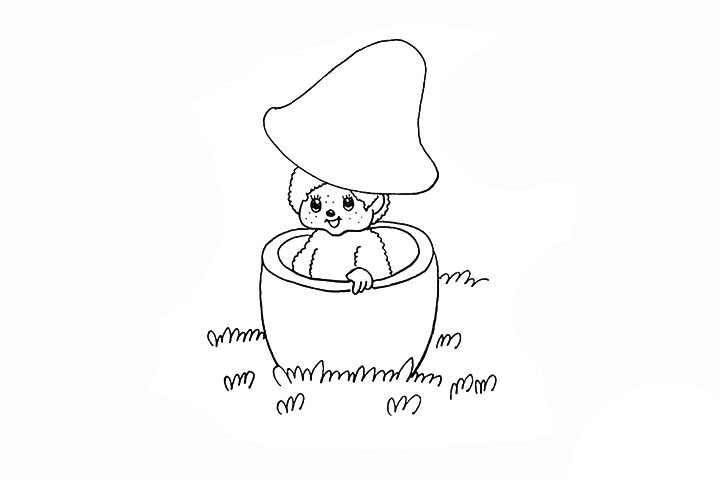 步骤12：同样在她的周围多画上一些草坪。