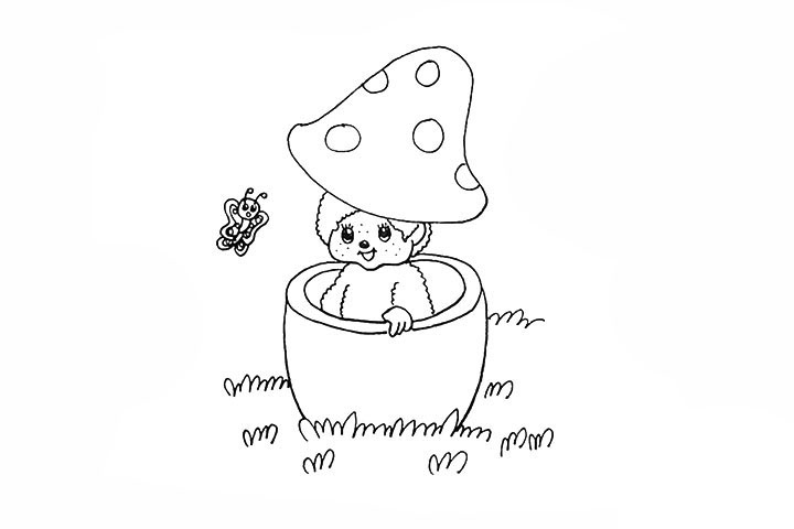 步骤14：接着用小圆圈装饰一下蘑菇盖。