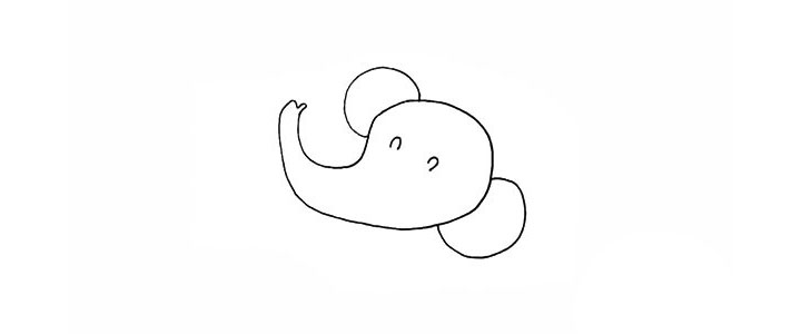 步骤3：再在脸颊上画出笑眯眯的眼睛。