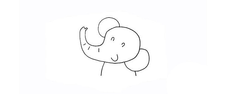 步骤6：在头部下方画出大象的身体部分。