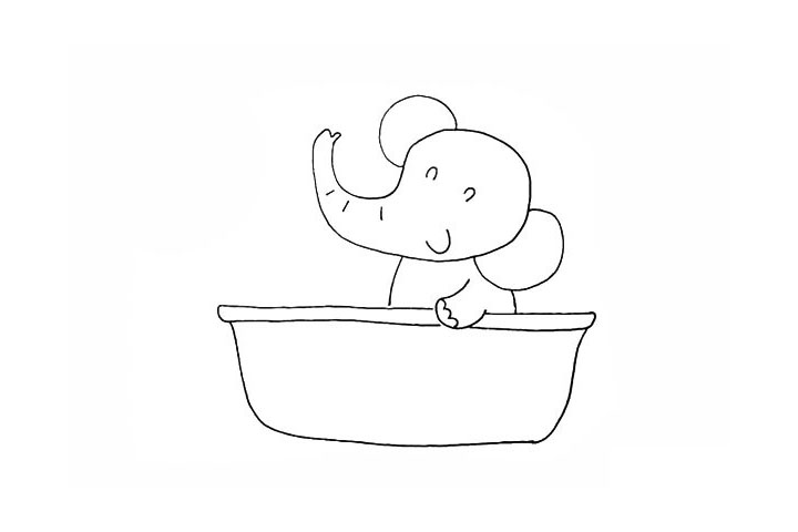 步骤9：向下画出浴缸的底部上宽下窄。