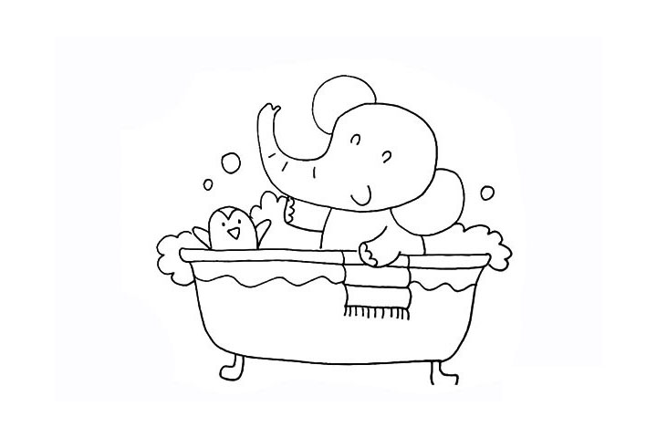 步骤20：接着再用波浪线给浴缸装饰一下。