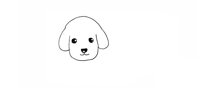 步骤7：然后给小狗涂上黑眼珠以及鼻子的部分。