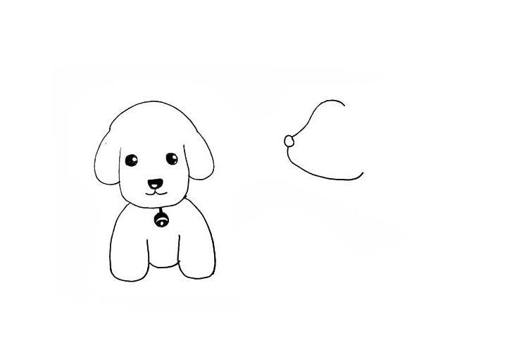 步骤13：一条弯弯的弧线作为小狗的下颚。