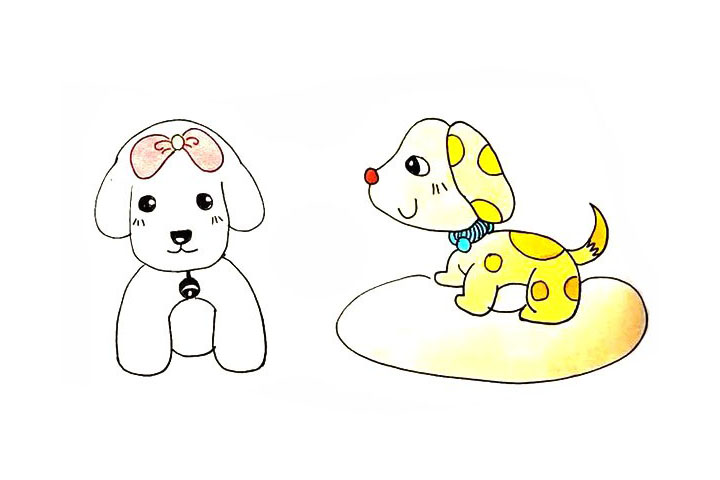 两只可爱小狗简笔画教程