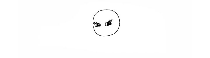 步骤2：再画出水娃大大的眼睛留出高光。