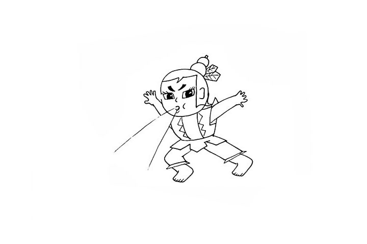 步骤14：在脚的位置上用线条画出脚趾。