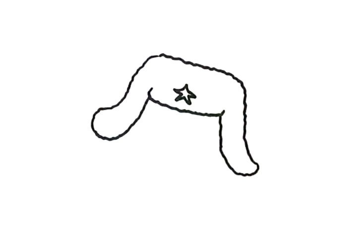 步骤1：先画出雷锋的帽子轮廓。