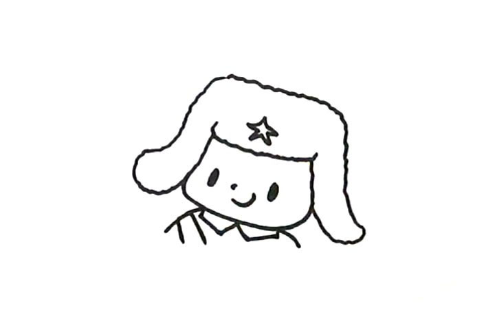 步骤3：画出他的肩膀和衣领。