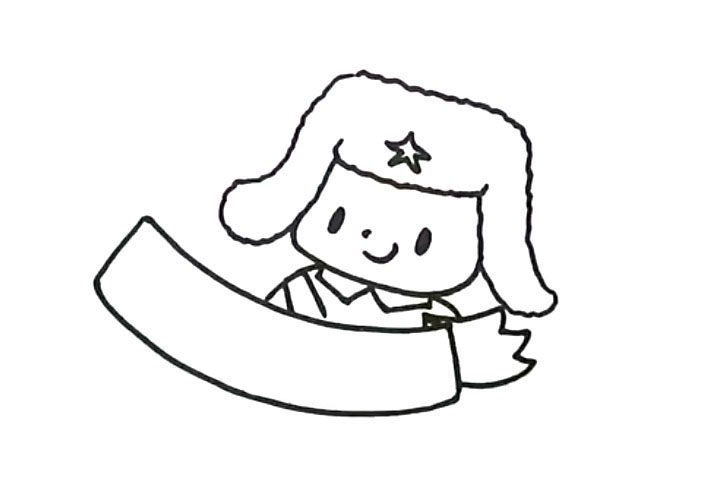 步骤4：然后是画丝带的轮廓。