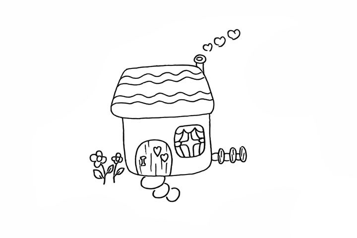 步骤9：接着在右侧画上美丽的花朵。