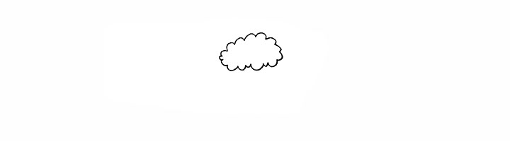 步骤1：首先画出绵羊头顶的鬃毛.像一片云朵。