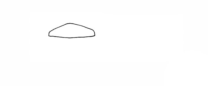 步骤1：首先画出一个类似三角形的蘑菇盖。