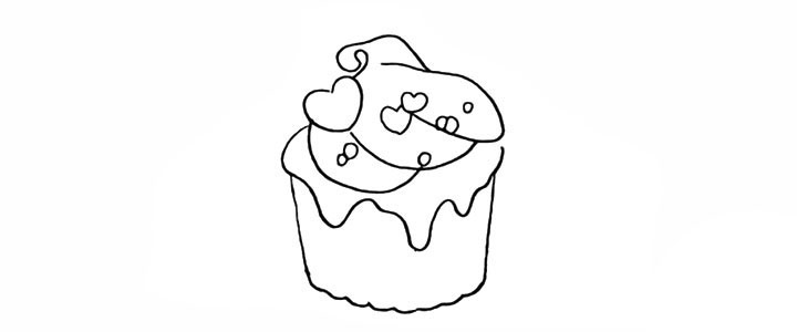 步骤4：然后画出奶油上面的巧克力豆。