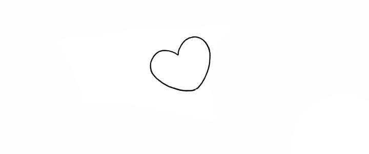 步骤1：首先画出一个倾斜的爱心。