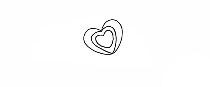 步骤2：在里面再画出两个爱心。