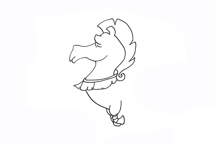 步骤7：然后画出它的前腿.注意线条的变化。