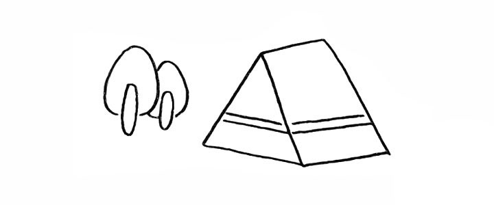 步骤5：然后在旁边画出两颗小树。