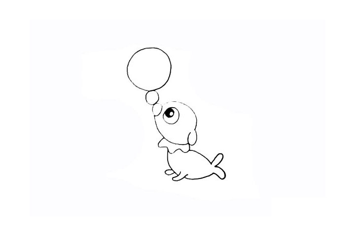 步骤12：在小圆球的上面再画一个大球。