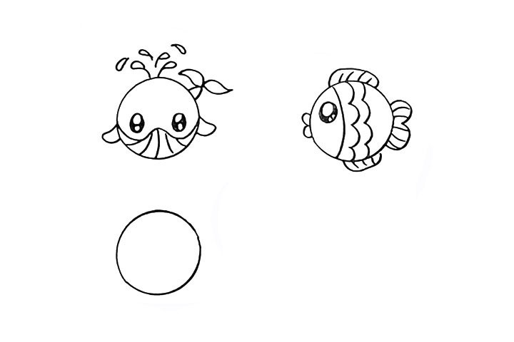 步骤11：接着画出它上下的鱼鳍。