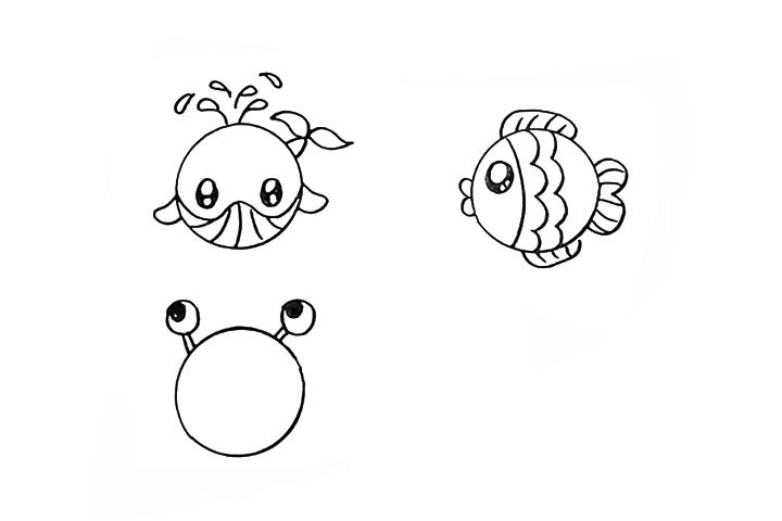 步骤12：还有一只小螃蟹先画出眼睛留出高光。