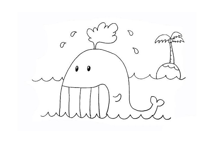 步骤13：用横线装饰一下椰子树上的纹理。