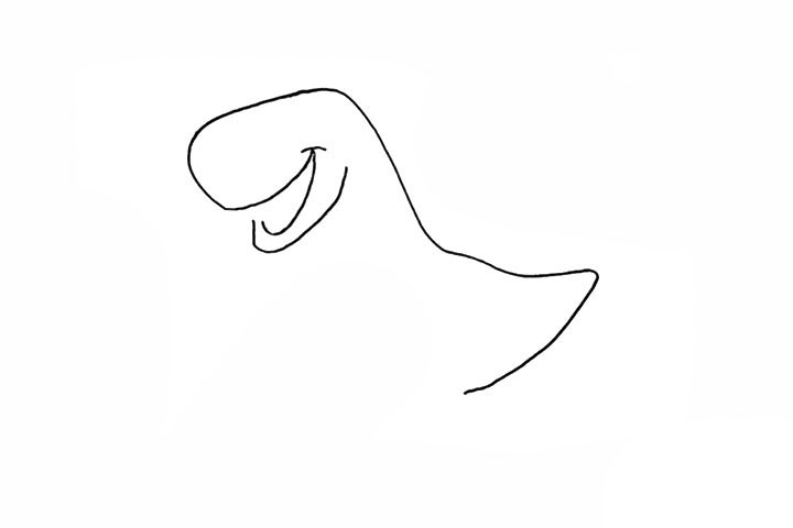 步骤2：再画出张开的嘴巴.注意线条的变化。