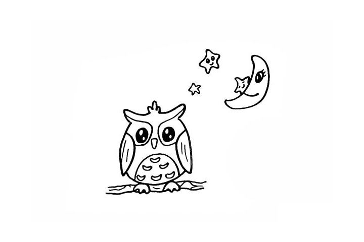 步骤16：在周围画上一些小星星装饰一下夜空。