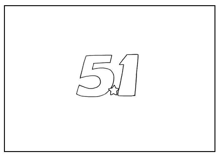 步骤1：在画纸中间用好看的字体写上`5.1`