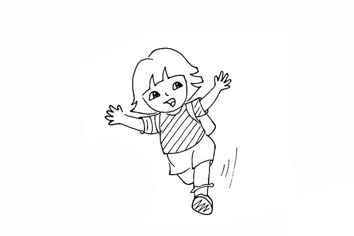 步骤22：用线条勾勒出多拉上衣的花纹。