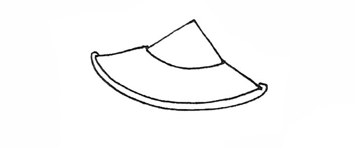 步骤3：外面再画上同样的一条弧线作为边沿。