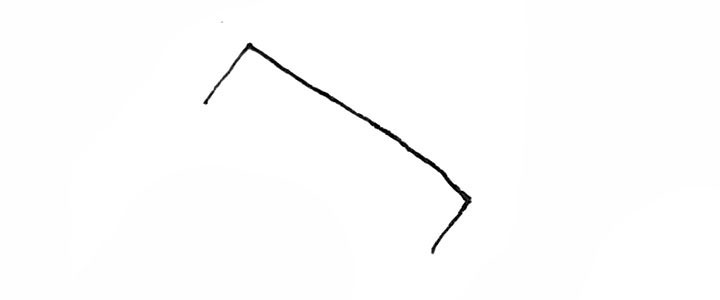 步骤1：先画上半个方形。