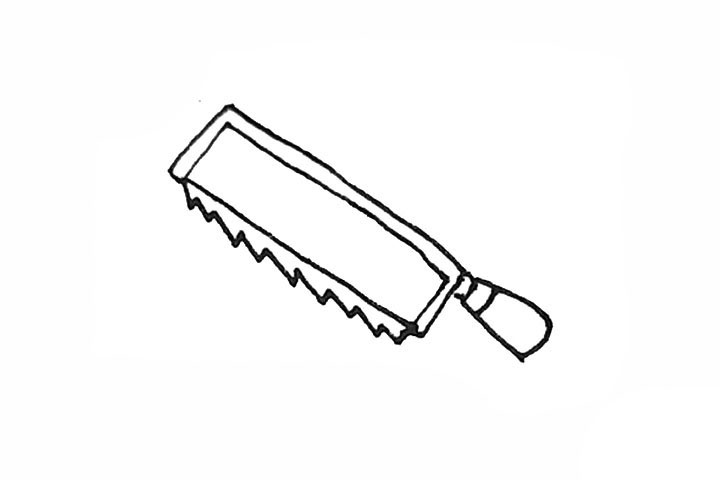 步骤5：还需要用一条小折线画出锯片锯齿的样子。