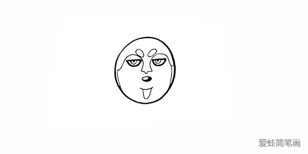 步骤7：用线条勾勒出脸部的纹理轮廓。