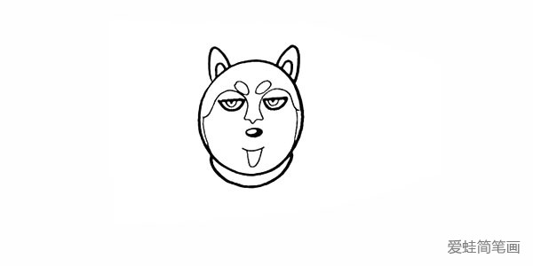 步骤9：用椭圆状画出哈士奇的狗环。