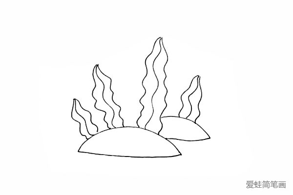 步骤5：再勾勒出另一条柔软的海草。