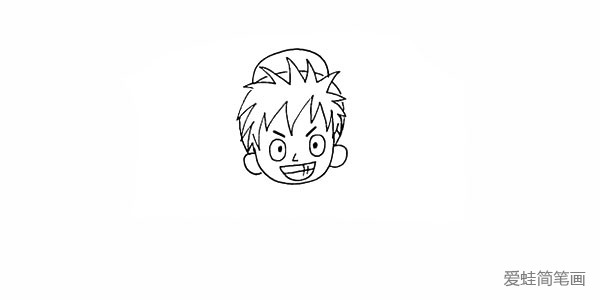 步骤8：用曲线画出头顶上的帽子部分。