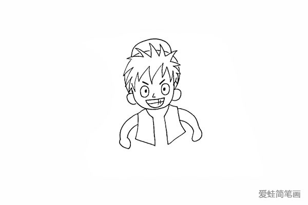 步骤10：在两侧的位置上画出强壮的胳膊。