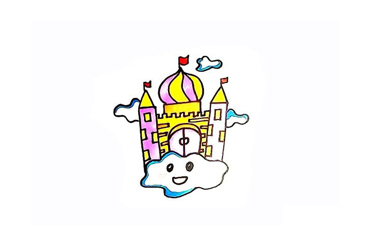 空中城堡简笔画画法教程