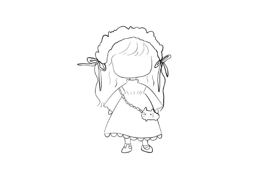 娃娃连衣裙可爱小女孩简笔画教程-图7