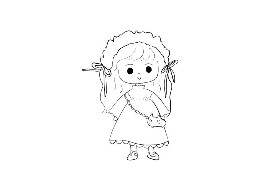 娃娃连衣裙可爱小女孩简笔画教程-图8