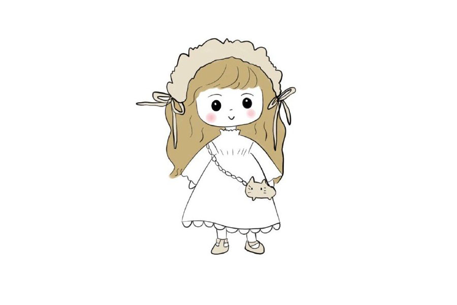 娃娃连衣裙可爱小女孩简笔画教程