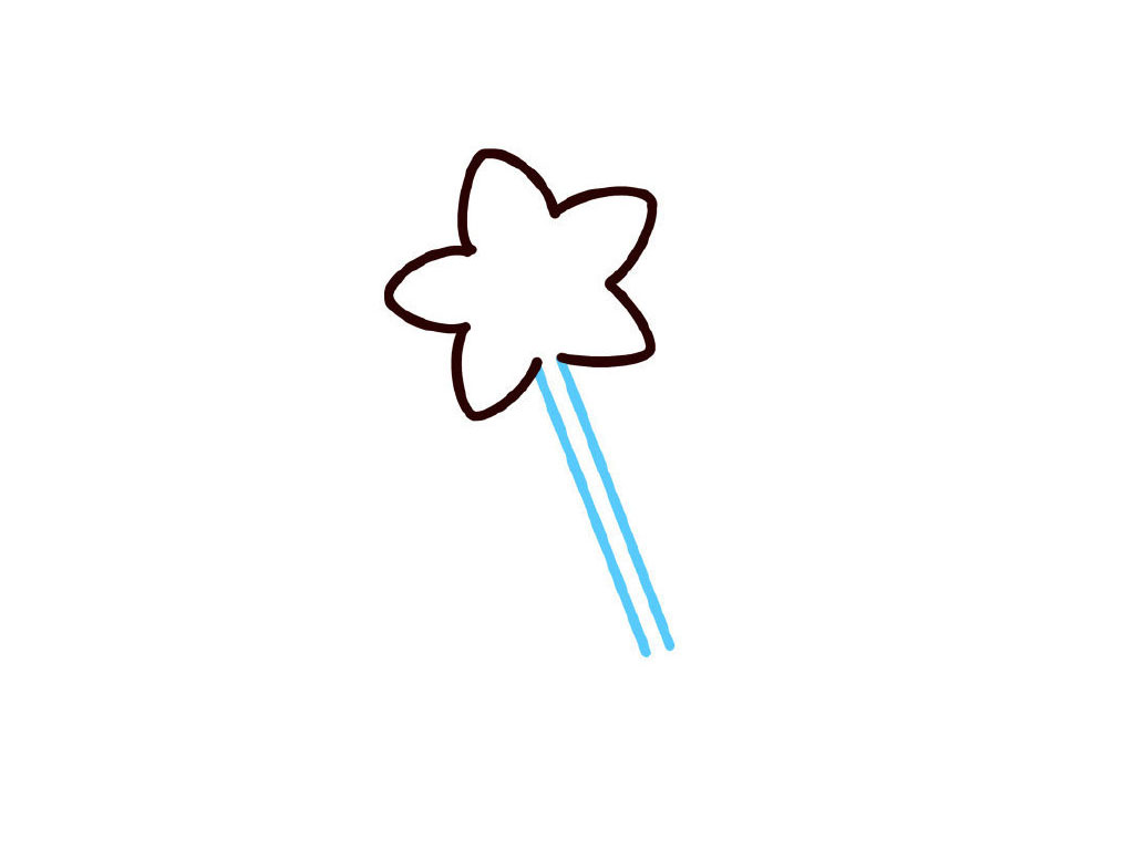 步骤3：画魔法棒的棒棒。