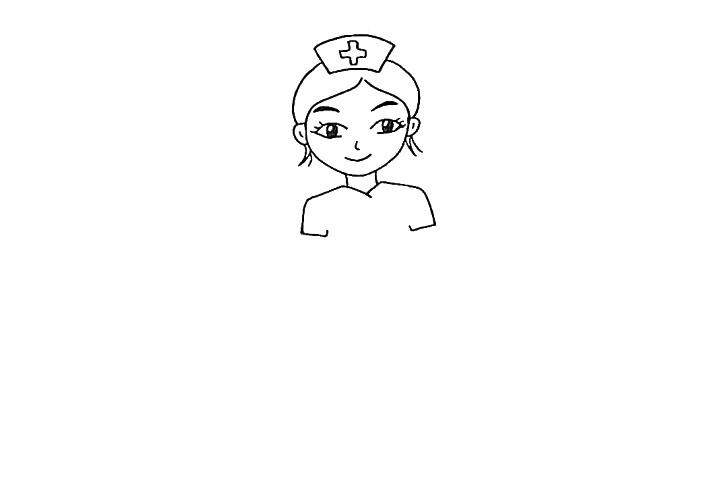 步骤6：然后画出她的肩膀.注意领子的位置。