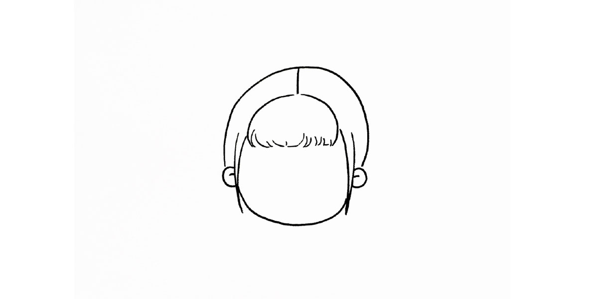 拿着荷花的古风小女孩简笔画教程-图2