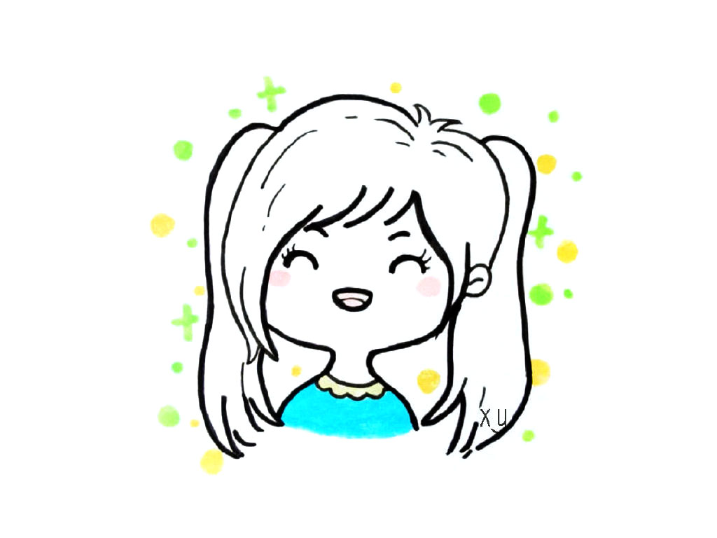 一组美女小头像简笔画图片-图6