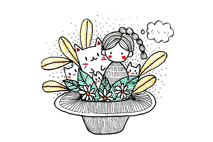 漂亮的草帽景观简笔画教程