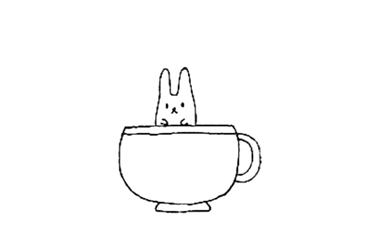 杯子盆栽简笔画教程-图2