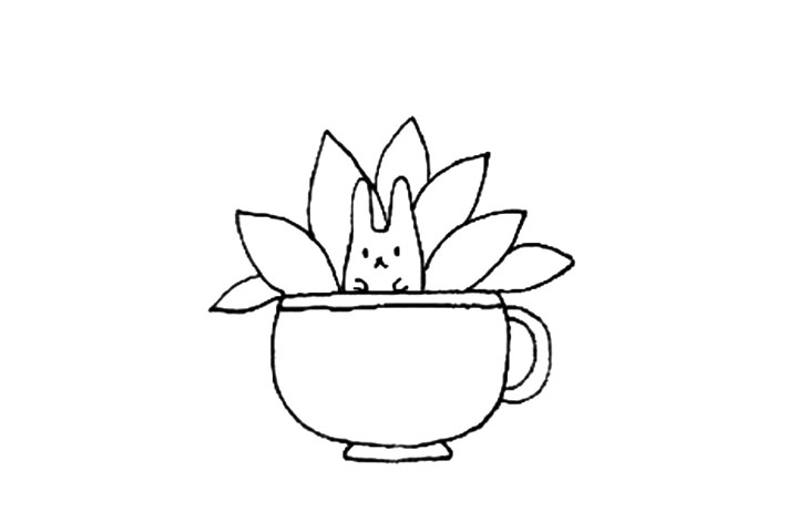 杯子盆栽简笔画教程-图3