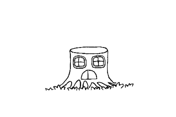 树桩风景简笔画教程-图2